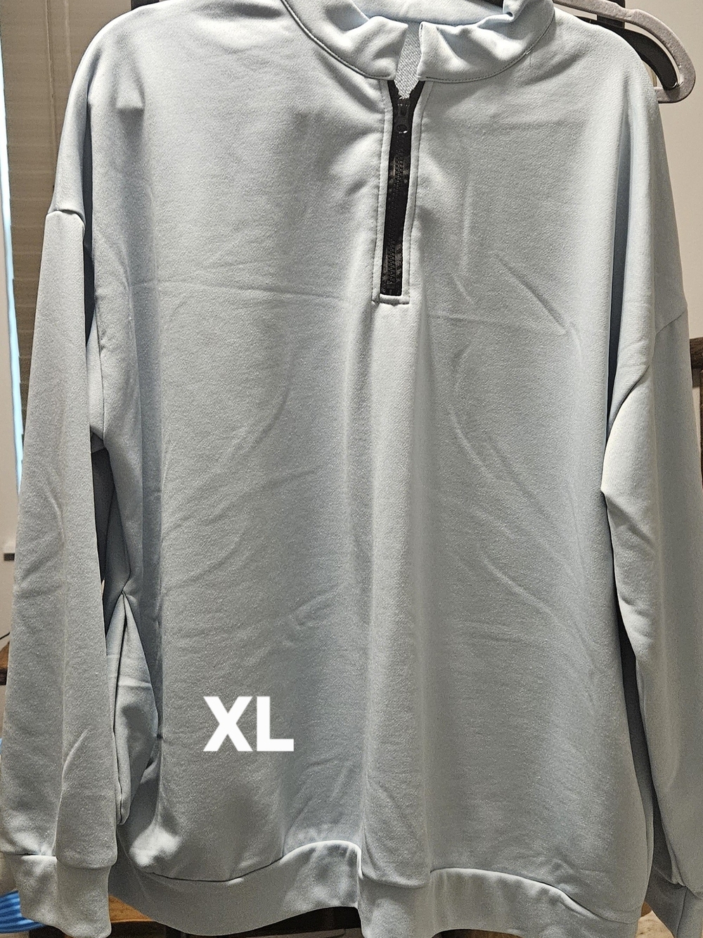Light Blue Half-Zip Pullover Sweatshirt